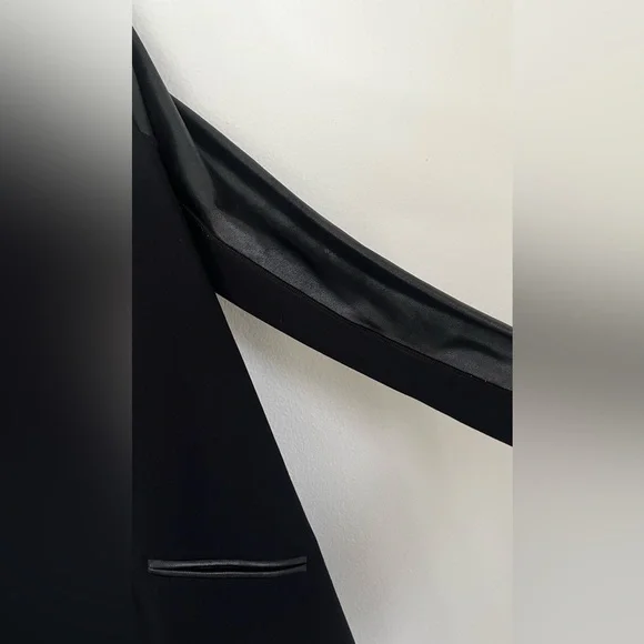 SPANX Front Drape Ponte Faux Leather Womens Jacket XS Black Stretch Draped - Picture 8 of 15